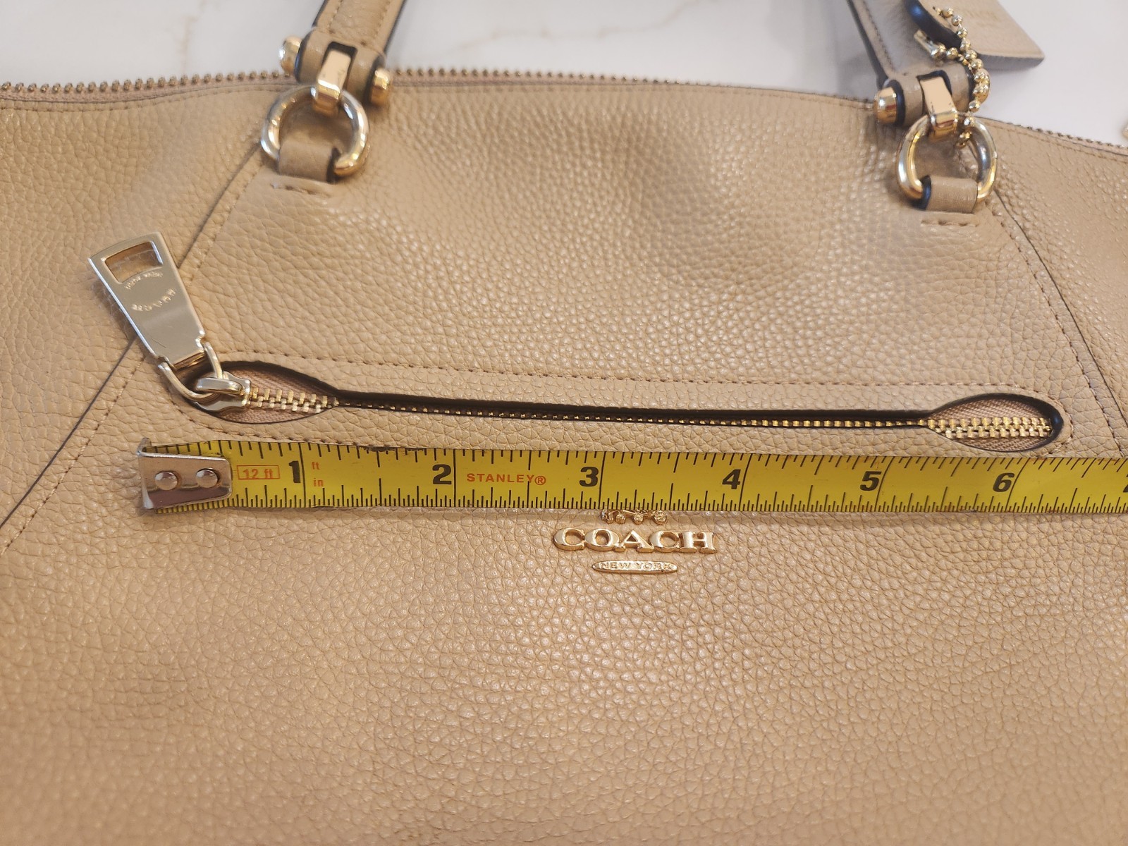 Coach Prairie Pebbled Leather Satchel Crossbody Women’s Handbag – Camel/Tan