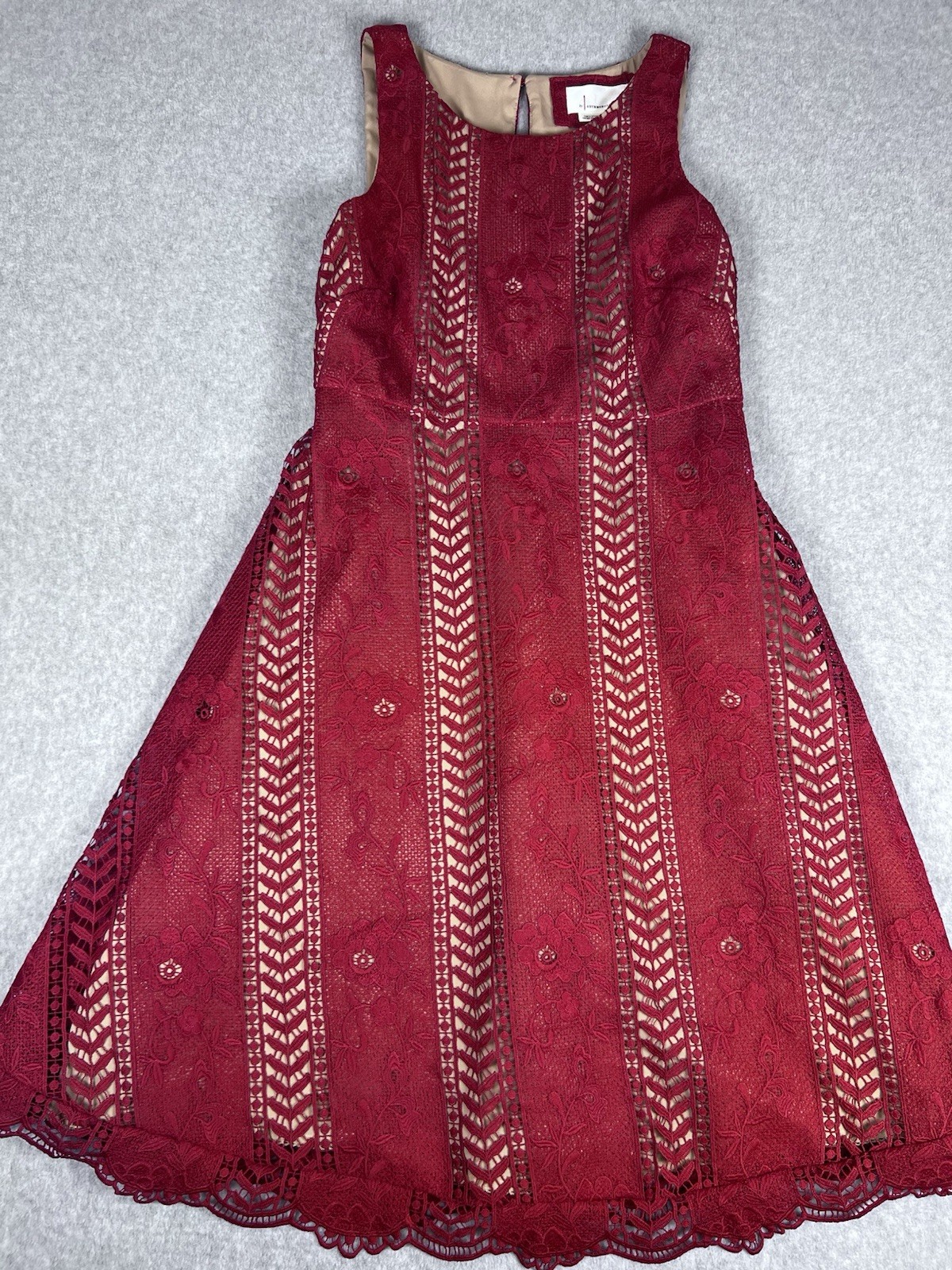 Anthropologie Red Lace Sleeveless A-Line Dress size 4