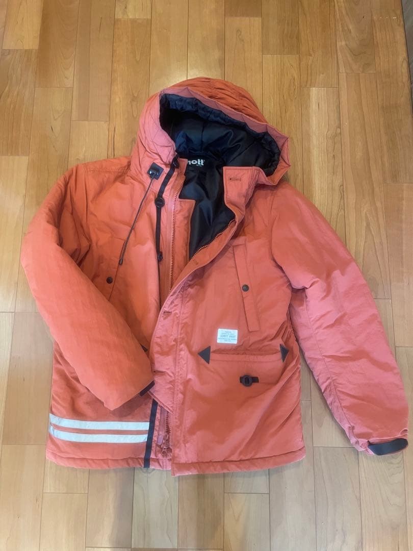Schott Hoodie Down Jacket Blouson Men Size L Orange With reflector Genuine