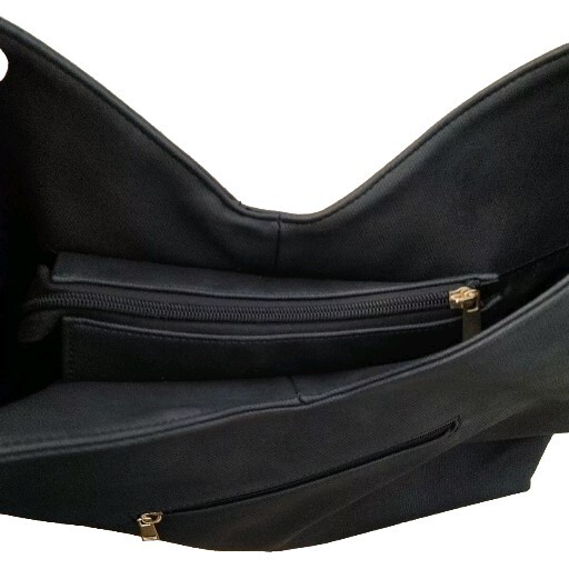 Hobo Purse Shoulder bag Charcoal Gray Studded Accents Fashion Vegan Mellow World