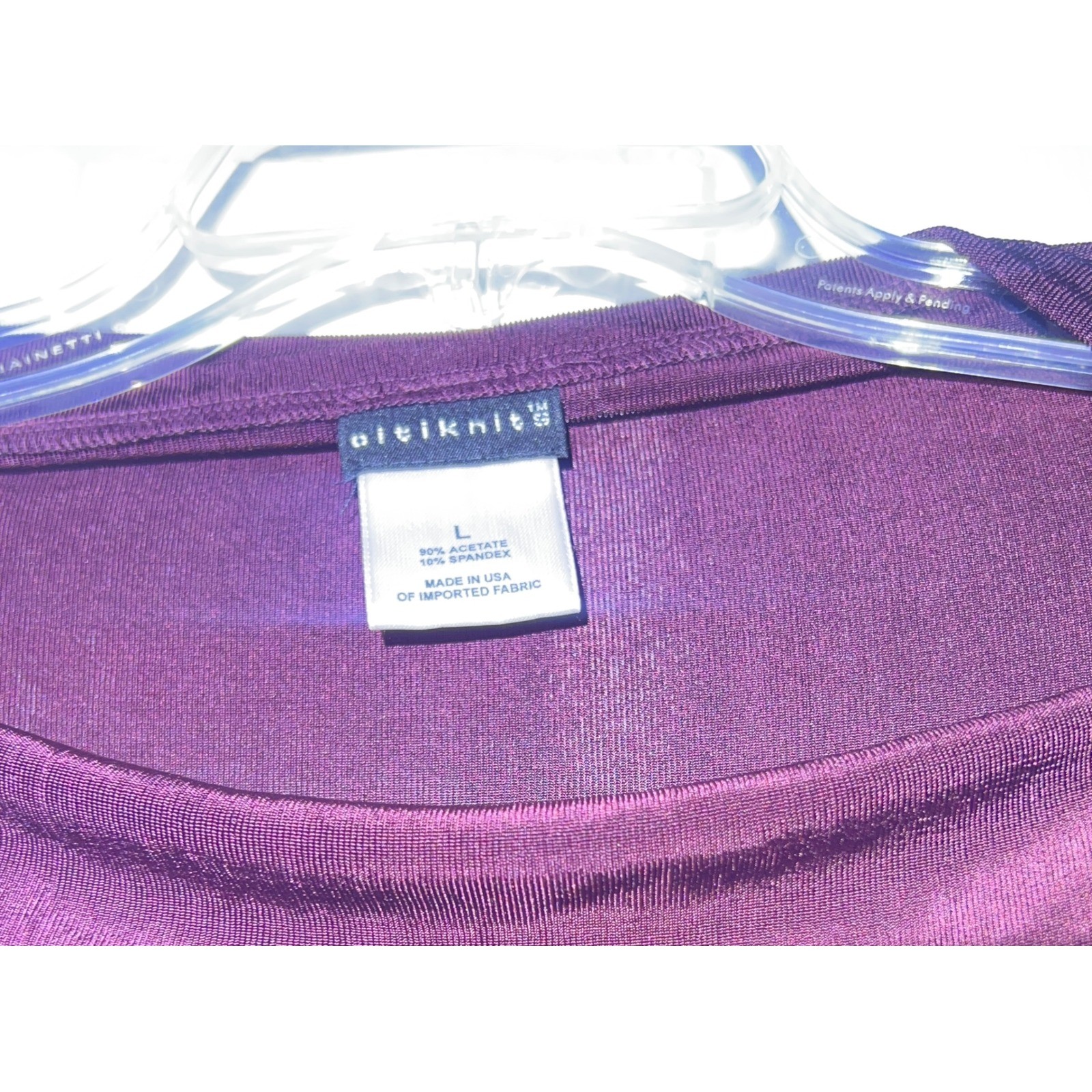 Citiknits Plum Purple Slinky Knit 2 Piece Set Top and Midi Skirt Women Large
