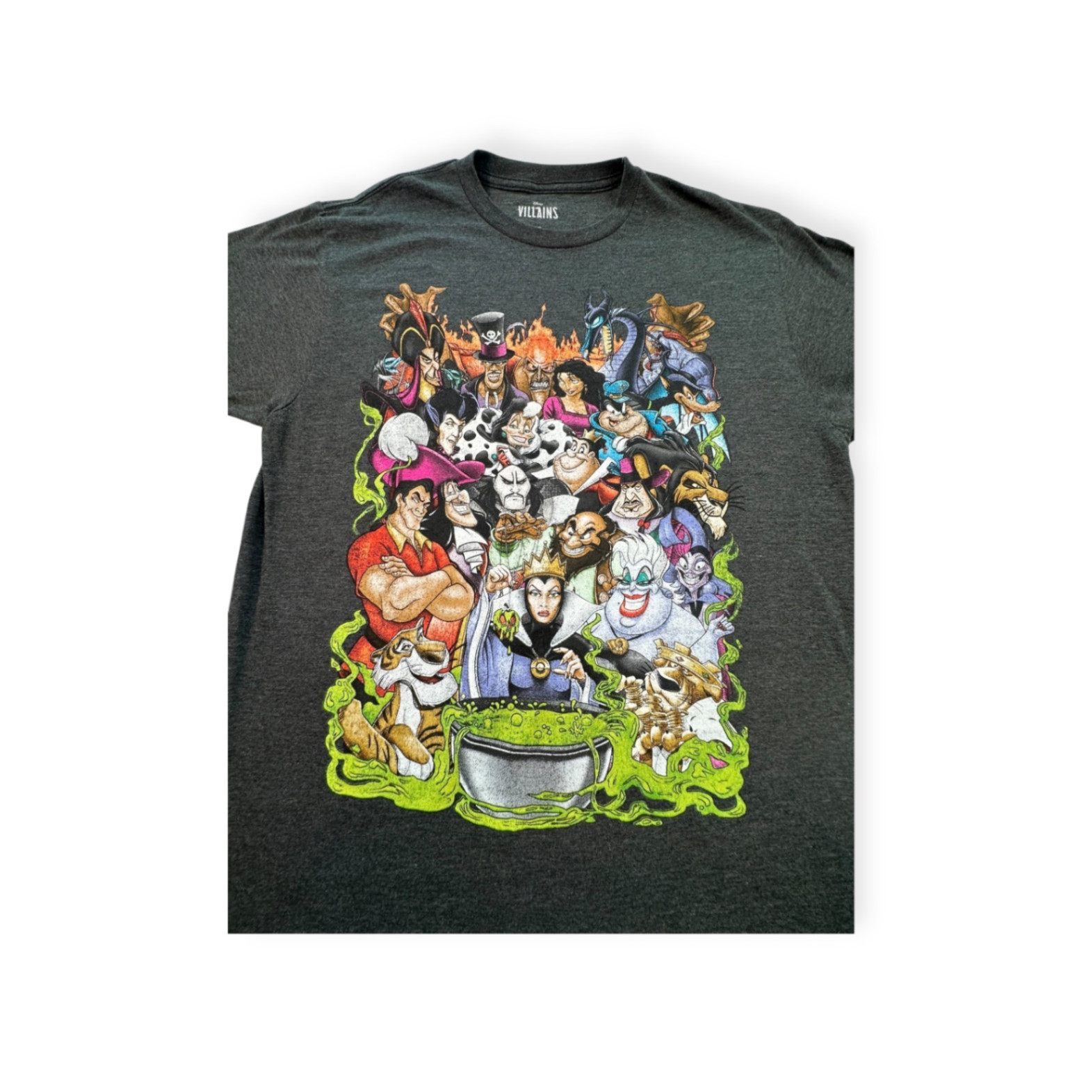 Disney Dark Grey Crew Neck Short Sleeve Cotton Men All Seasons T-Shirt L