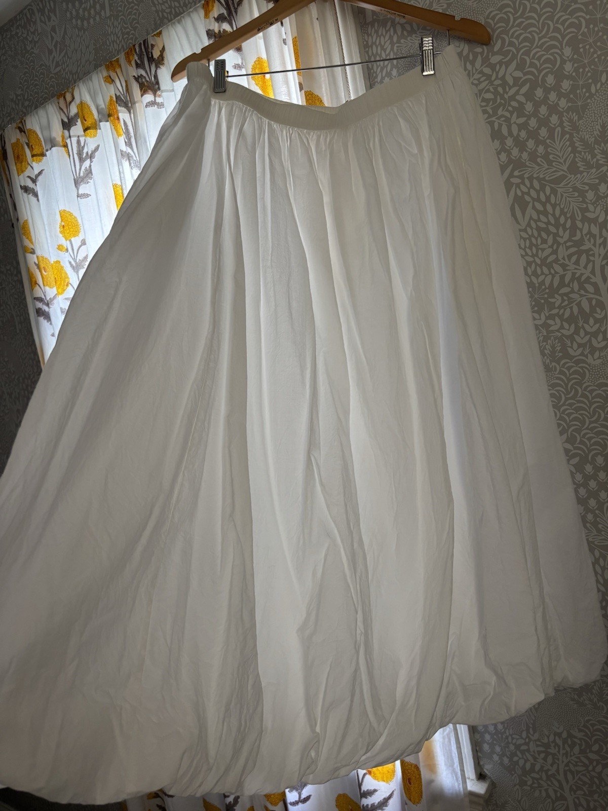 Lucky Brand White Cotton Bubble Hem Maxi Skirt Size Large