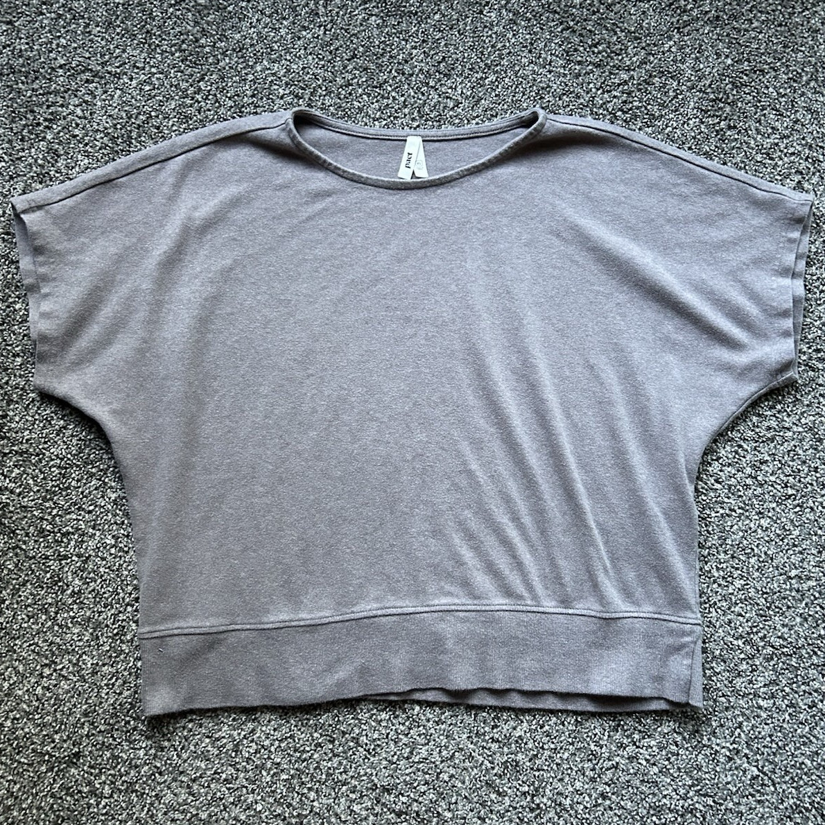Pact Women’s Tan Gray Dolman Short Sleeve Round Neck Organic Cotton Knit Top XL