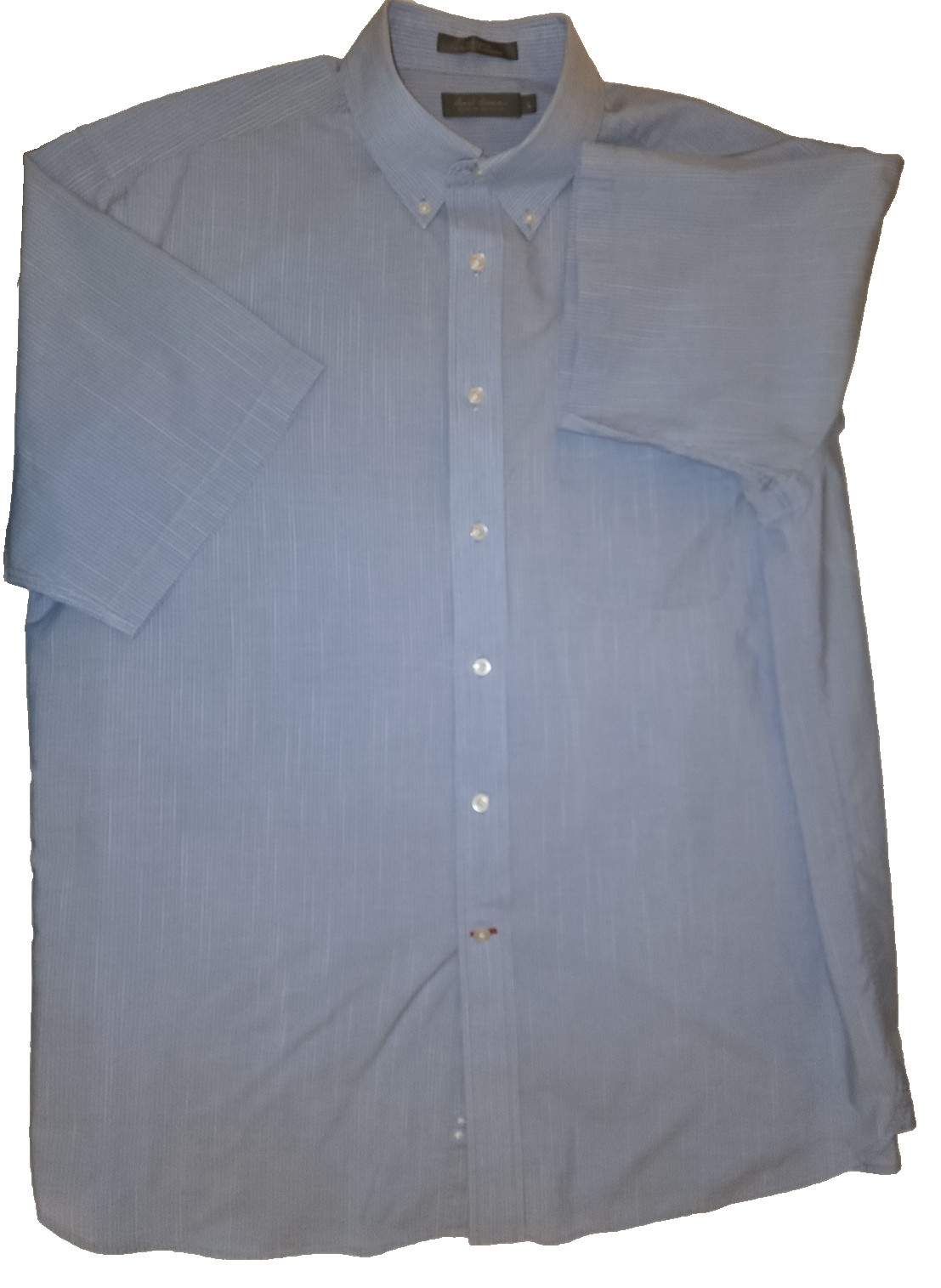 Daniel Cremieux Men’s Short Sleeve Shirt L – Blue w/White Pin Stripe-Button Coll