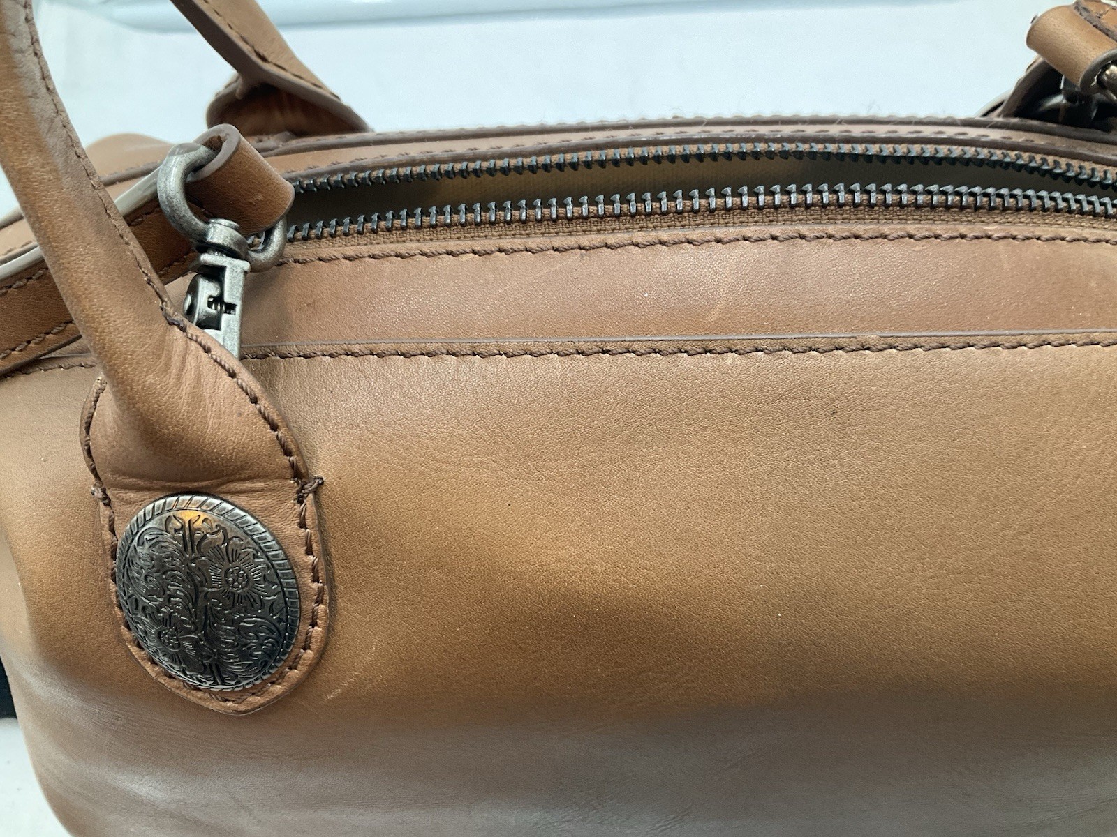 Frye Cheyenne Small Distressed Leather Satchel Cognac NEW