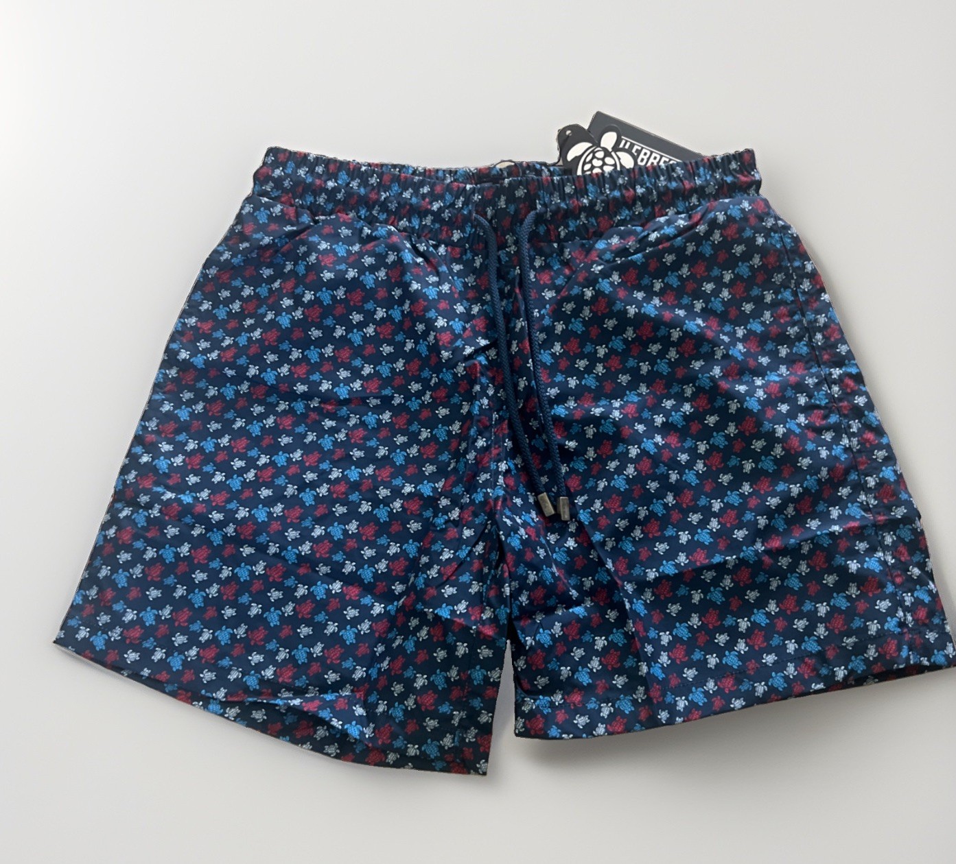 NWT Vilebrequin Mens Swim Shorts Size Large Turtles Red White Blue