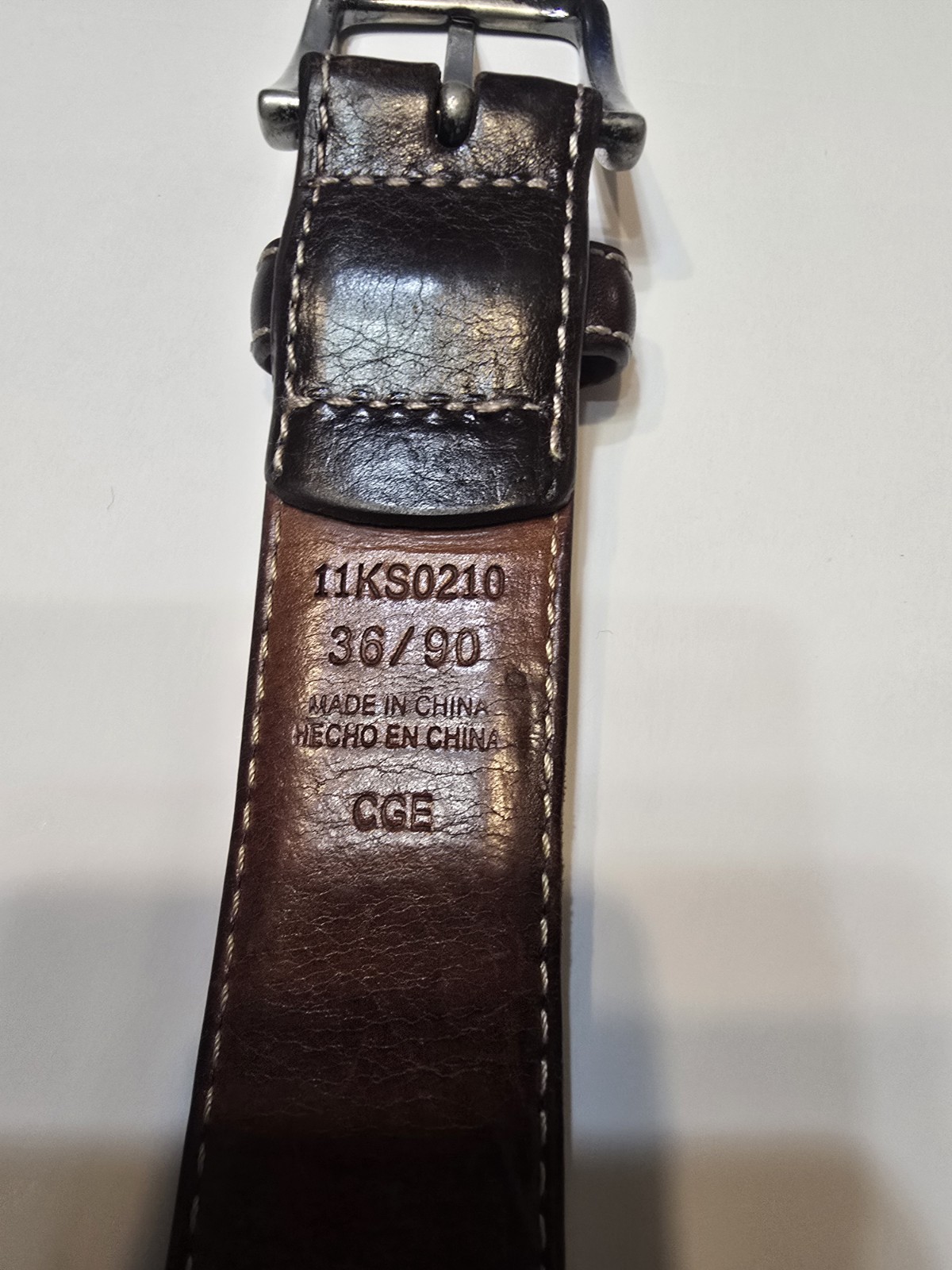 Kirkland Men’s Brown Dress Adjustable Belt Silver Buckle Stitching, Size 34
