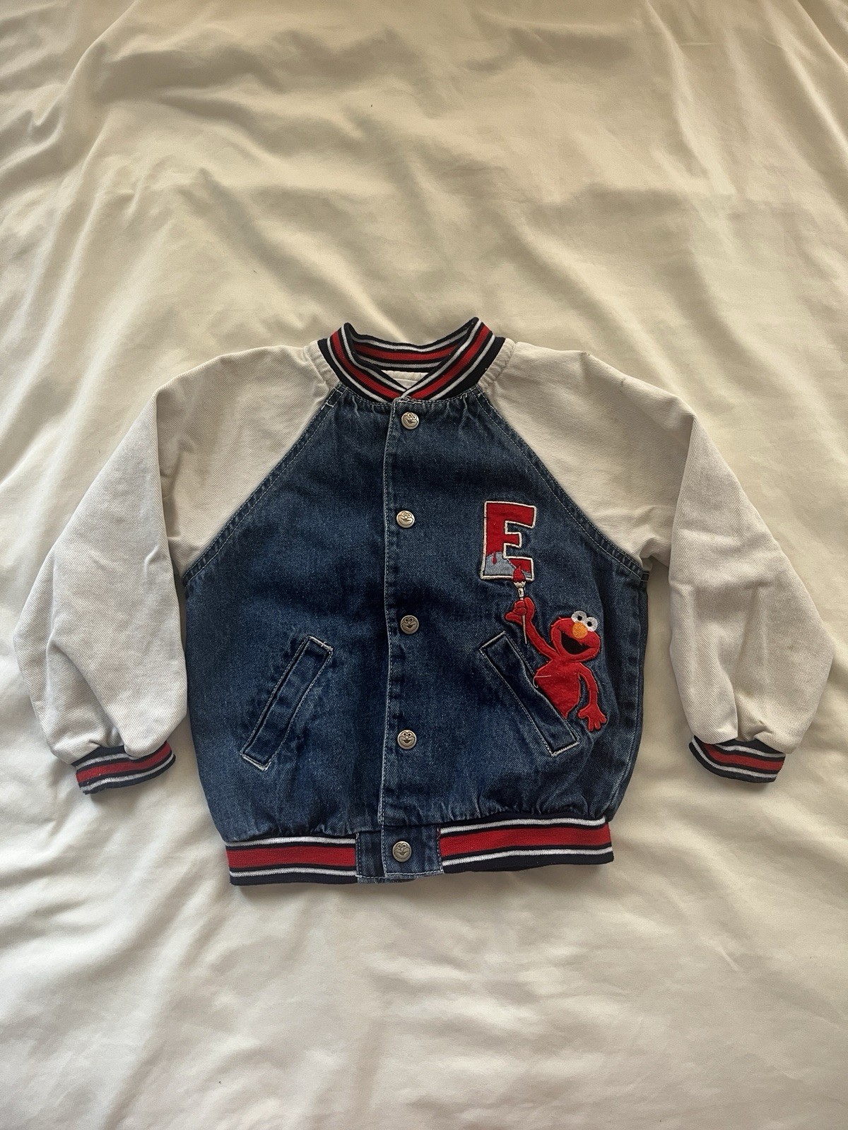 Sesame Street Elmo Denim Jacket Size 5T Blue, Red, White