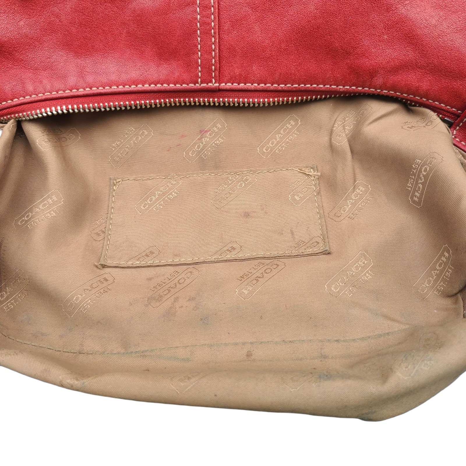 Coach 9564 Y2K 2005 Red Leather Hobo Baguette Shoulder Bag Convertible Strap