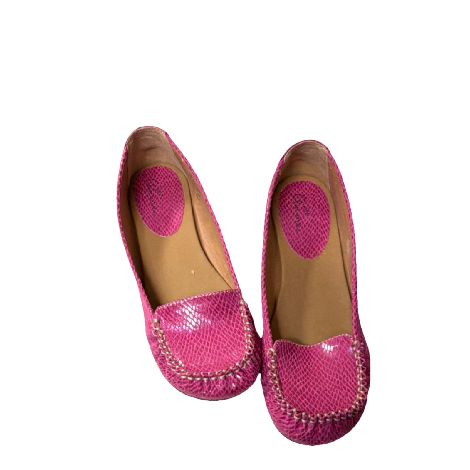 Mia Amore Pink Snakeskin Loafer Flats Comfort Textured Slip On Rubber Outsole