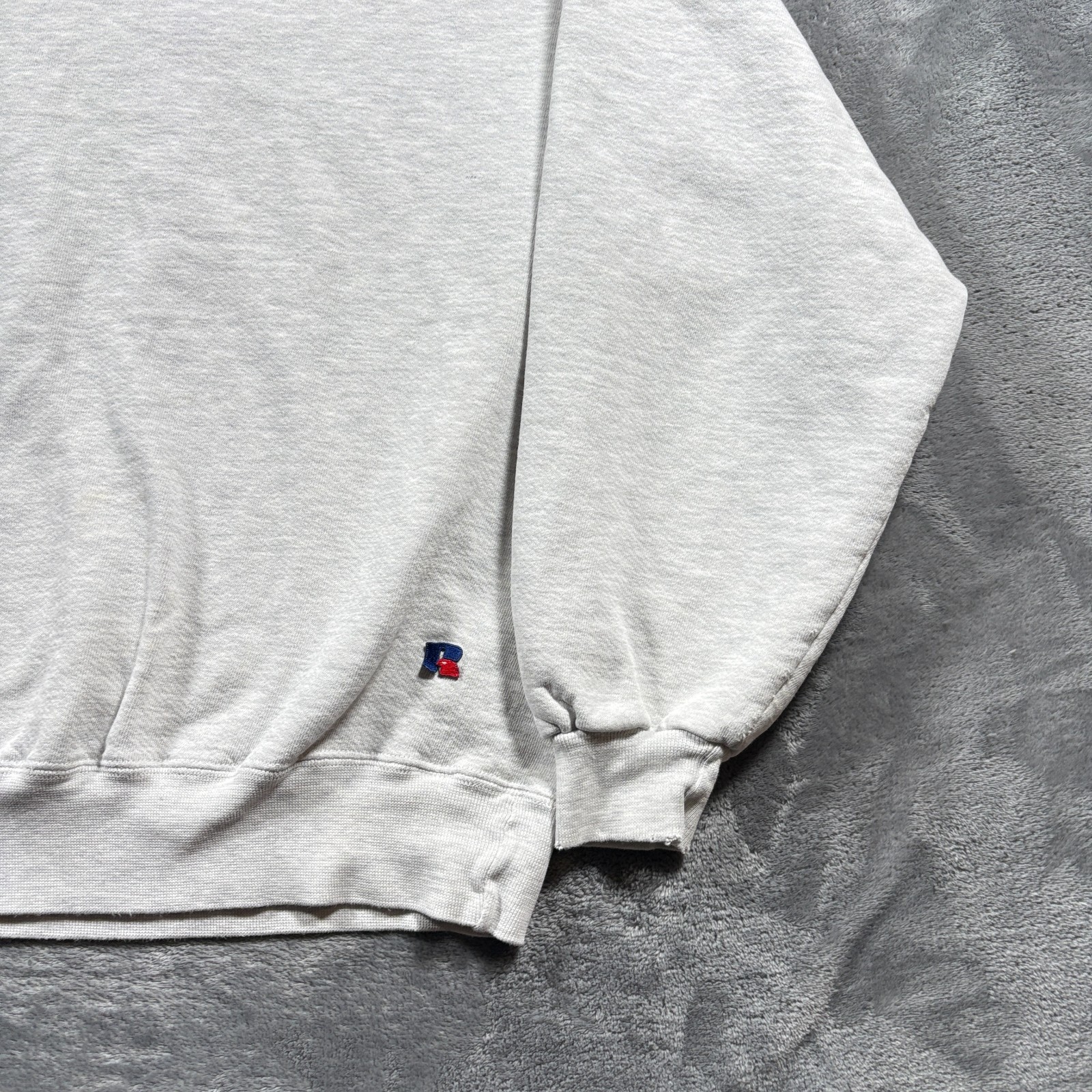 Russell Athletic Sweatshirt Mens Large White Cotton Turtleneck Fleece Lined