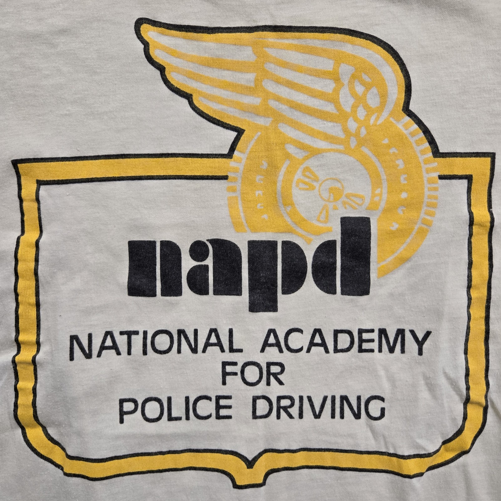 VINTAGE Hanes Fifty-Fifty Made in USA National Academy Police Driving 70s Shirt