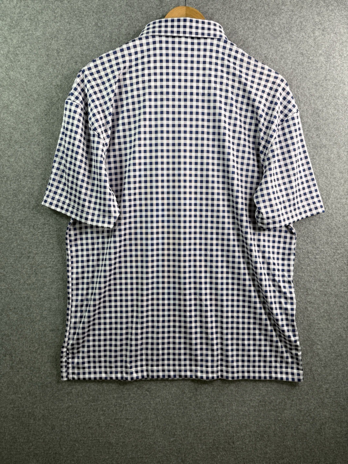 Collars & Co Navy Gingham Dress Collar Polo Shirt Large NEW