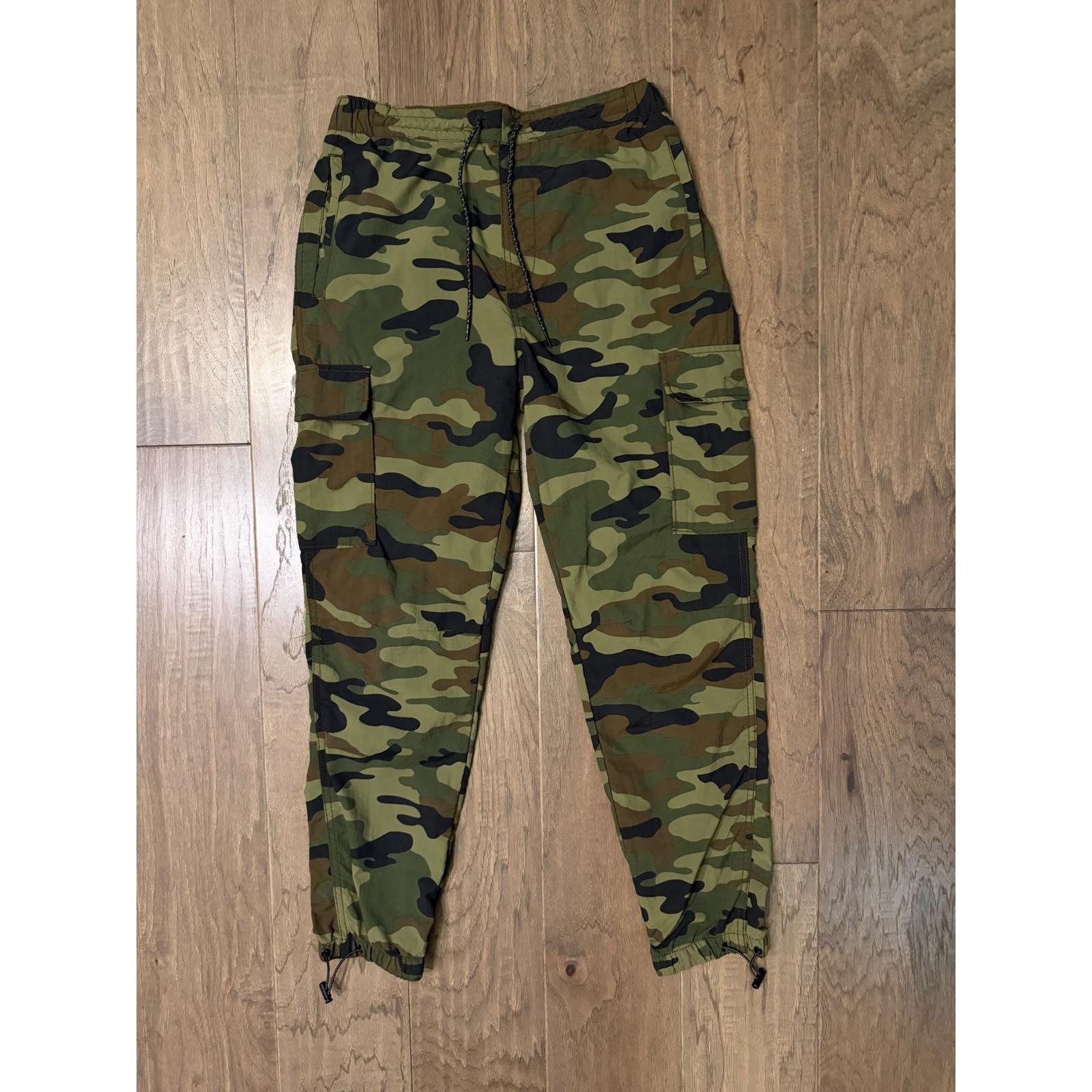 LCKR Mens Camo Cargo Jogger Pants Green Brown Wood Camouflage Medium