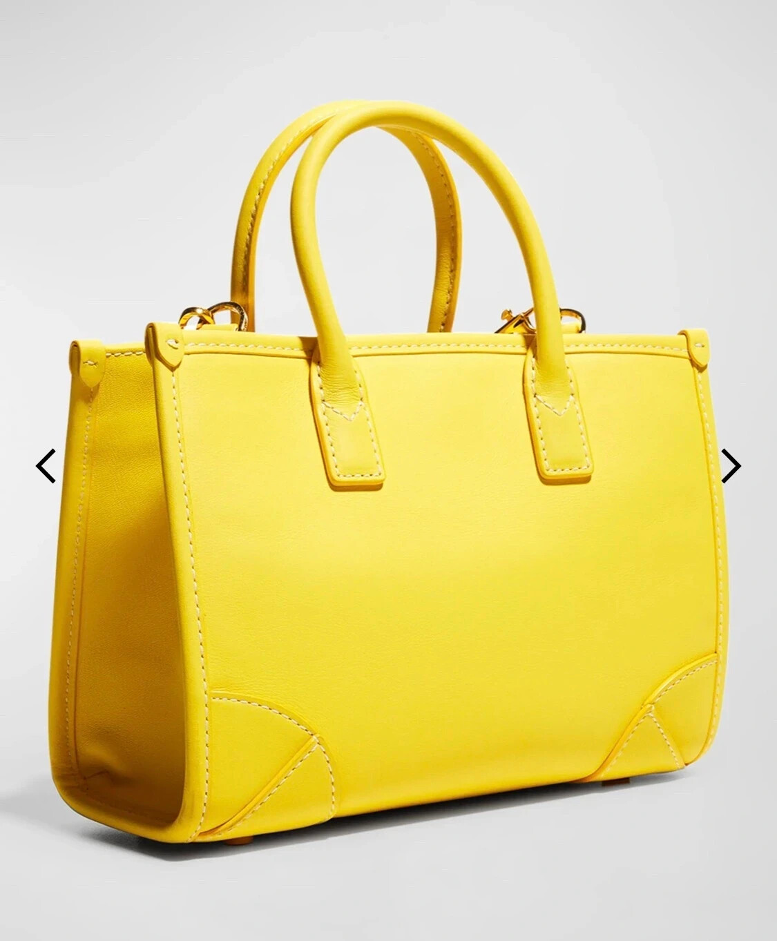 MCM X1602 Womens Vibrant Yellow Mini Leather Tote 8×3.5×6.25 in