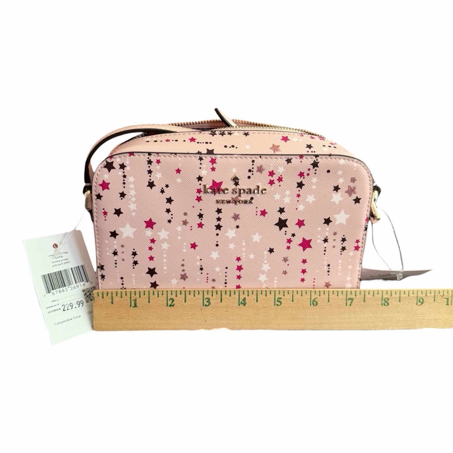 NWT Kate Spade Staci Mini Camera Bag Purse Pink Multi Twinkle Stars Retail $239