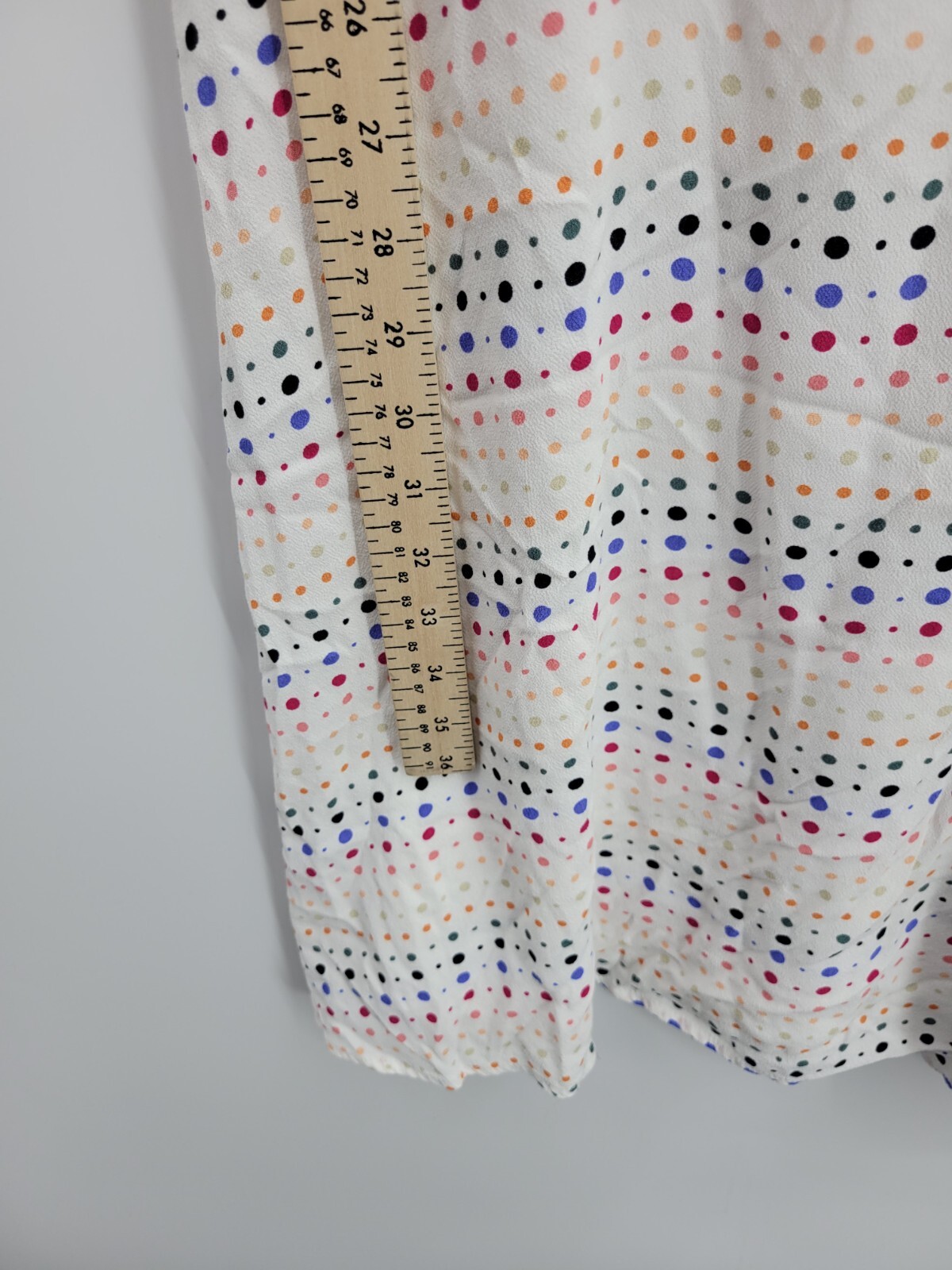 Ann Taylor Loft Dress Womens 2 White Rainbow Dot Print Puff Sleeve Flowy Boho