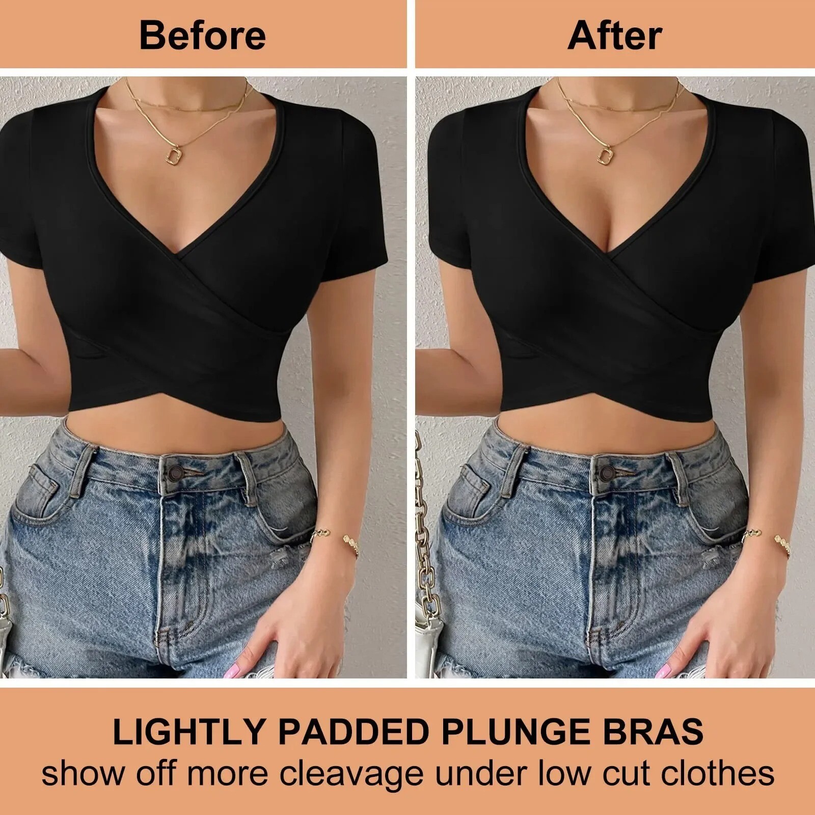 Push Up Bra Backless Women Low Cut Plunge Invisible Seamless Deep U Lingerie Hot
