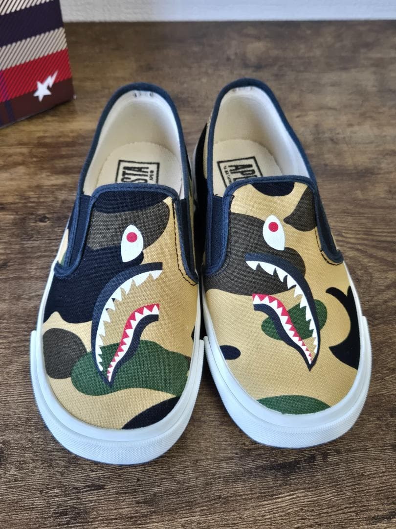 BAPE STA ABC Camo Shark Slip On Kids Shoes Size 19cm US 13C A Bathing Ape Great