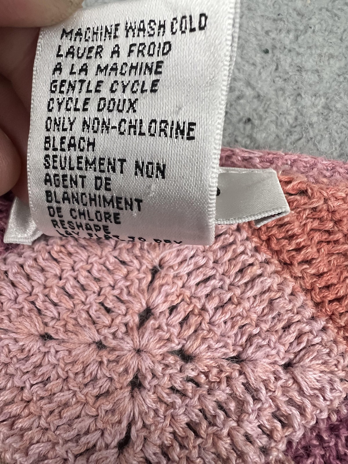 Talbots Cardigan Sweater Womens L/XL Pink Argyle Crochet Knit Zip Cottagecore