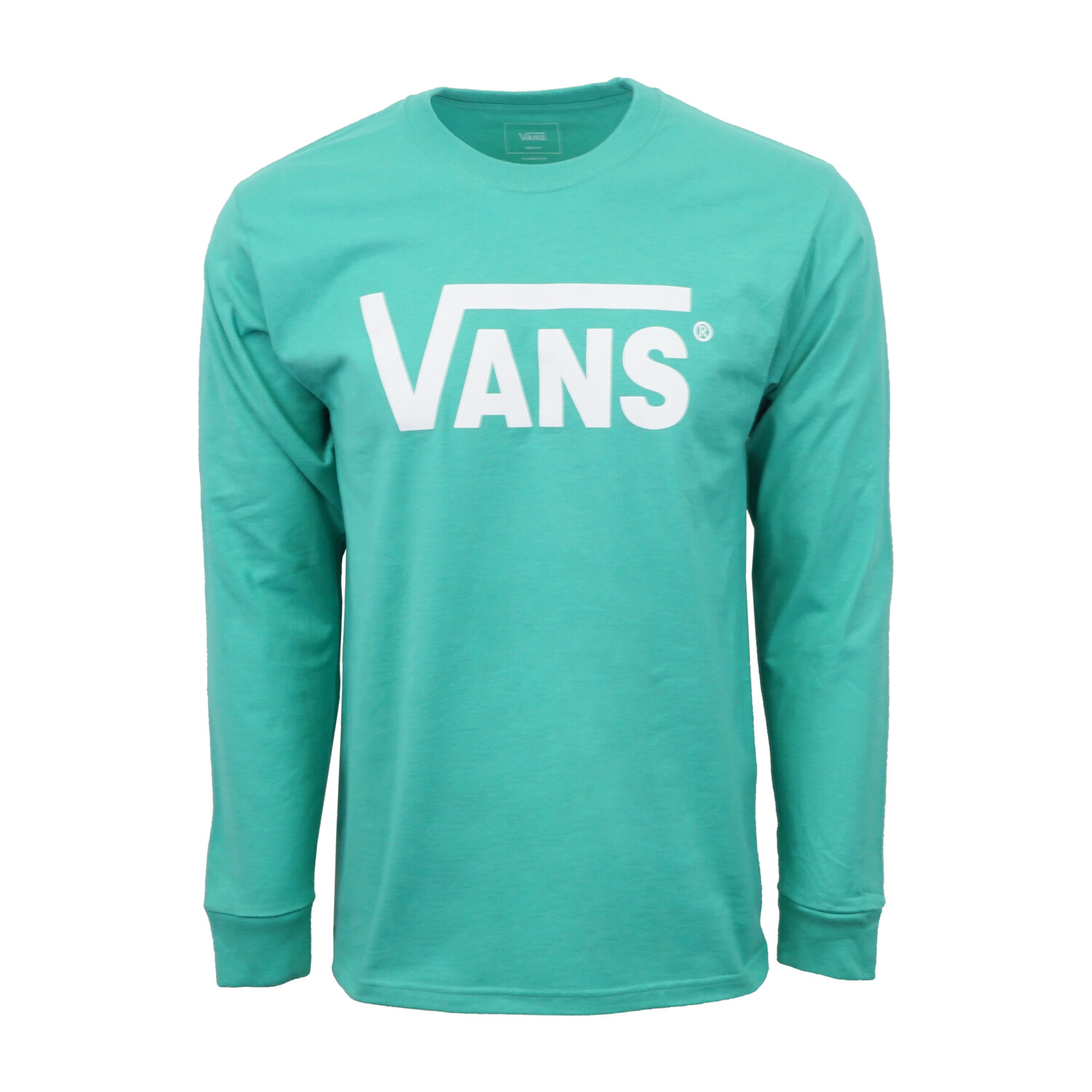 VANS MENS TEAL LOGO T SHIRT HEAVY WEIGHT TEE LONG SLEEVES
