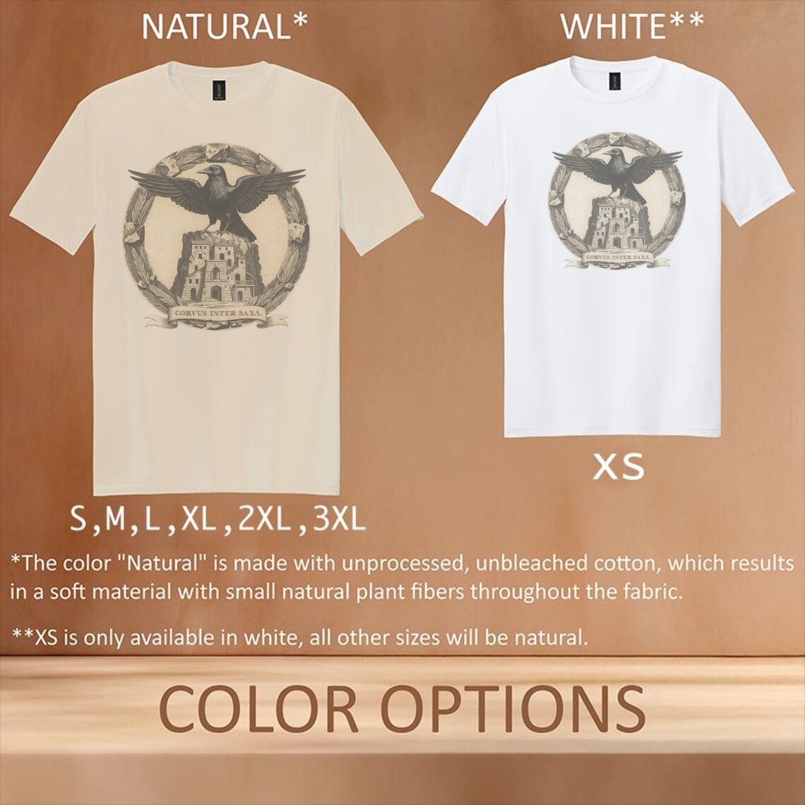 Engraved Bird Vintage Style Raven Wings Graphic Tee