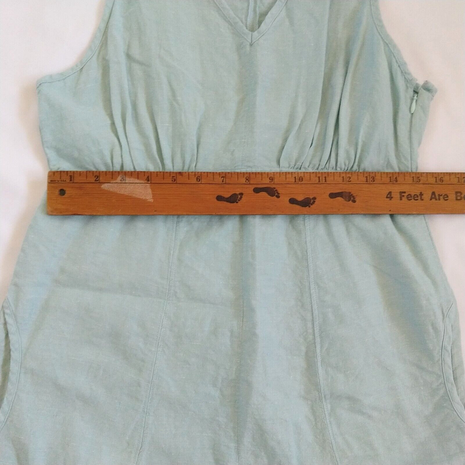 Freedom Trail by Kyodan Linen Blend Midi Dress Size M Mint Green Pockets