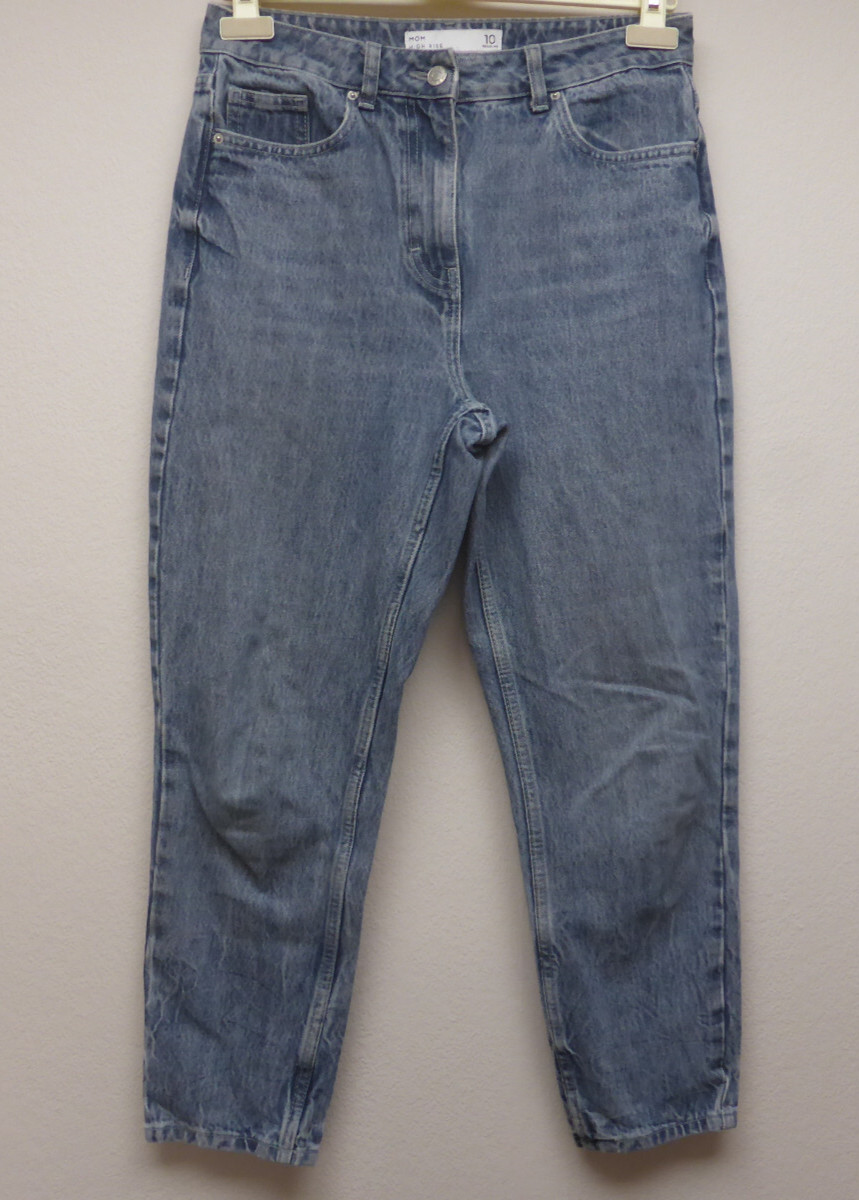 Next Mom Jeans Size 10 R Stone Washed Blue Denim High Rise 30″ Waist