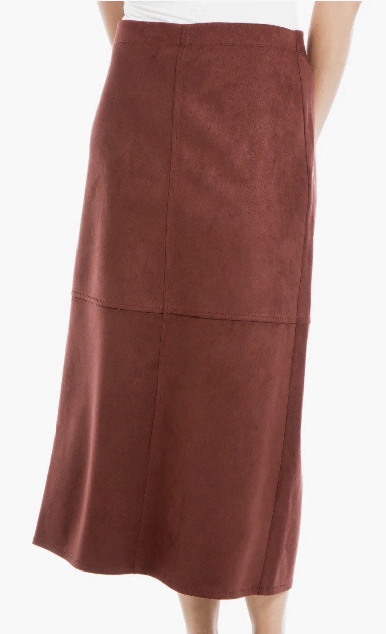 MAX STUDIO Faux Suede A -Line MIDI Skirt Sz S NWT