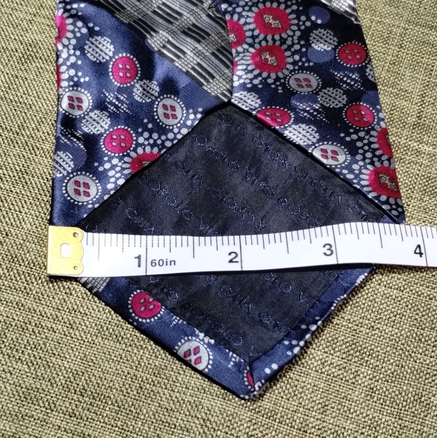 Vito Rufolo Handmade Silk Geometric Tie Blue Pink Gray Classic 57″-60″