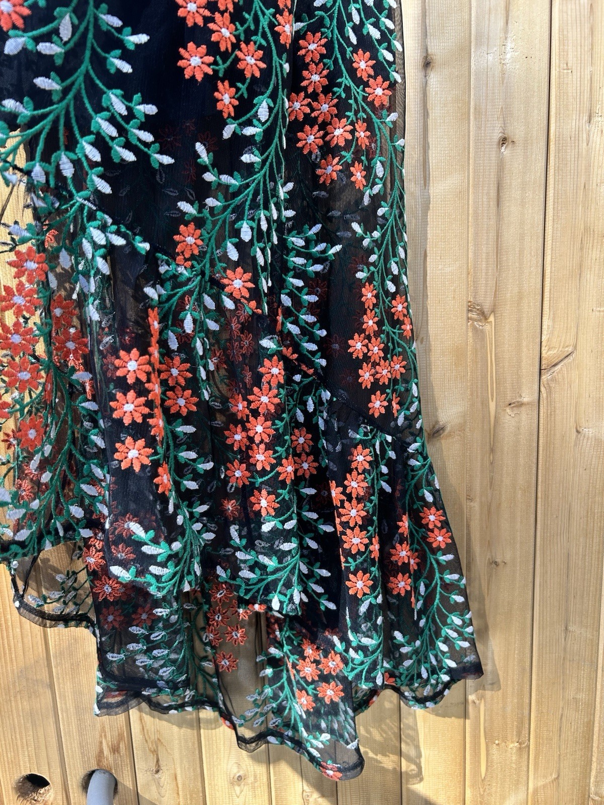 Dress the Population Black Floral Embroidered Mesh hi-lo Midi sweetheart XXL