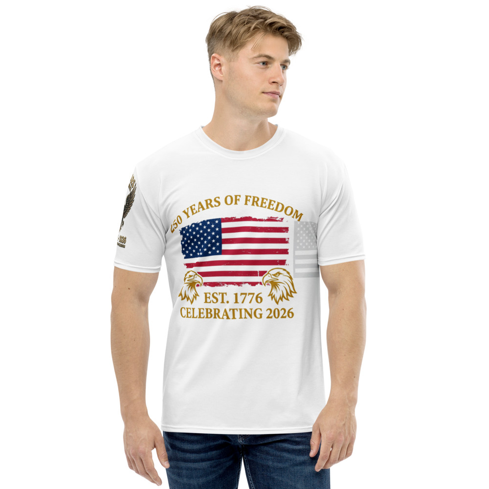250 Years of Freedom American Flag T-Shirt 1776 2026 Quarter-Millennium Tee
