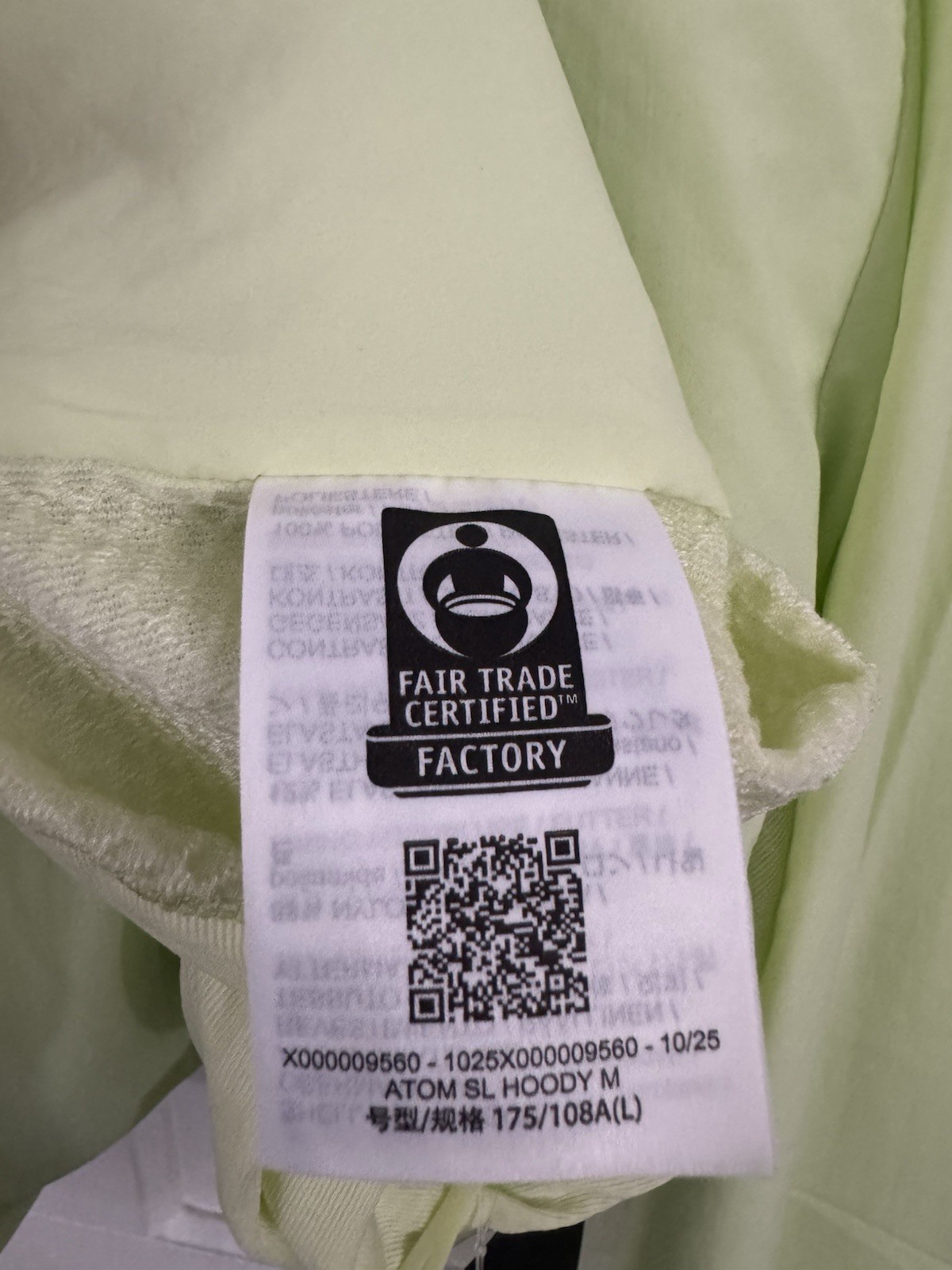 Arcteryx Atom SL Hoody Shincha Size Large