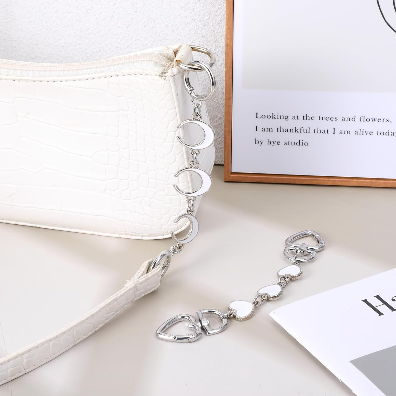 2 Pcs Purse Extender Chain Silver Bag Extender Chain, Heart Moon Purse Strap …