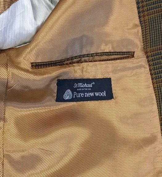 St Michael Vintage Mustard Prince of Wales Check Sports Jacket 42″ 107cm