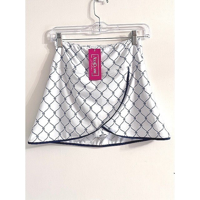 Ana Clare Active Womens XS Skort White Navy Rope Print Nautical Vacation Golf