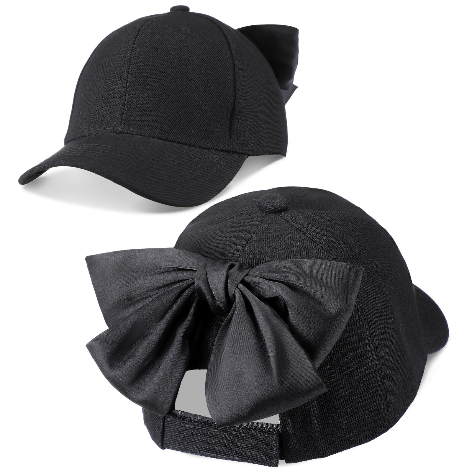Hercicy Bow Tie Baseball Cap for Women Coquette Cute One Size, Black