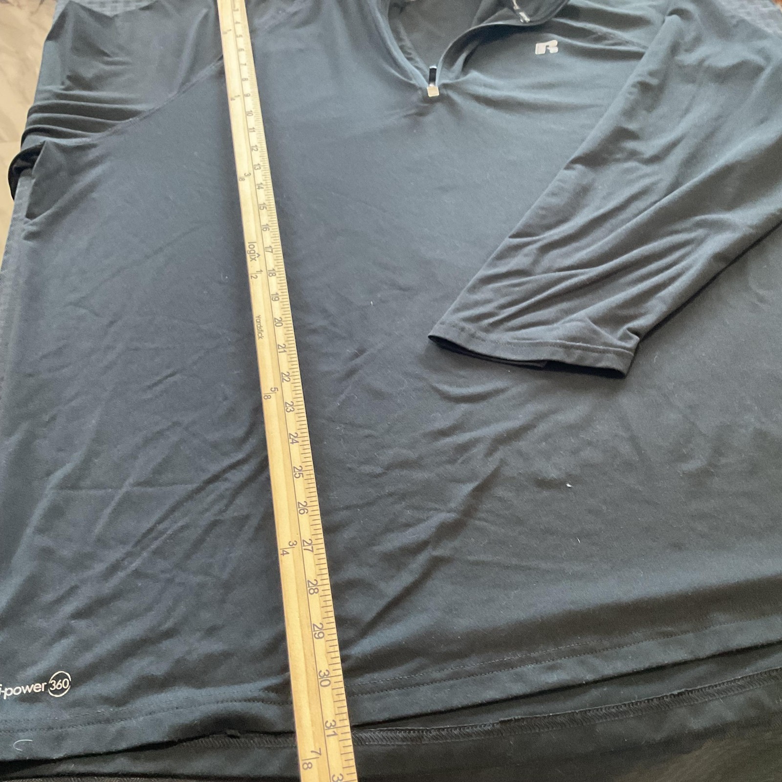 Russell Shirt Mens 2XL Black Dri-Power 360 1/4 Zip Pullover Athletic Performance
