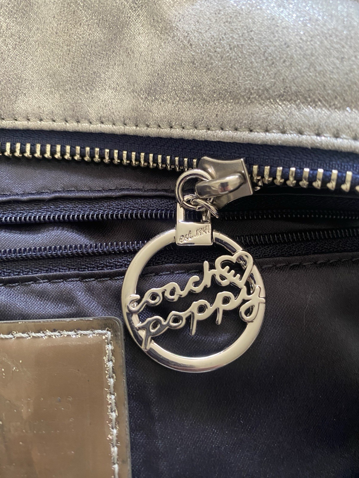 Coach Vintage Poppy Canvas Tote Bag Handbag Signature Logo Blue