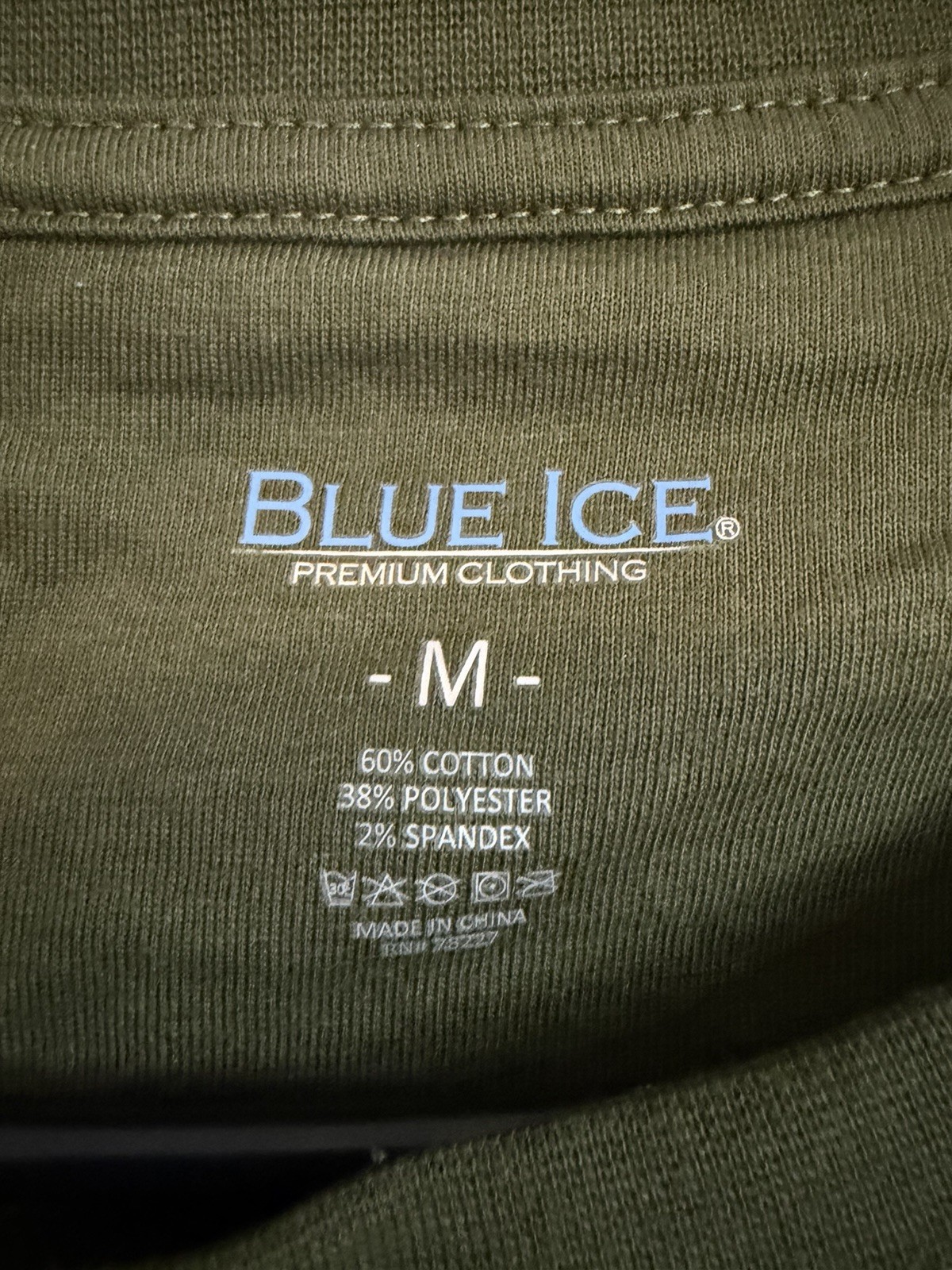 Blue Ice Men’s Olive Crew Neck Knit Pullover Sweater Long Sleeve Size M