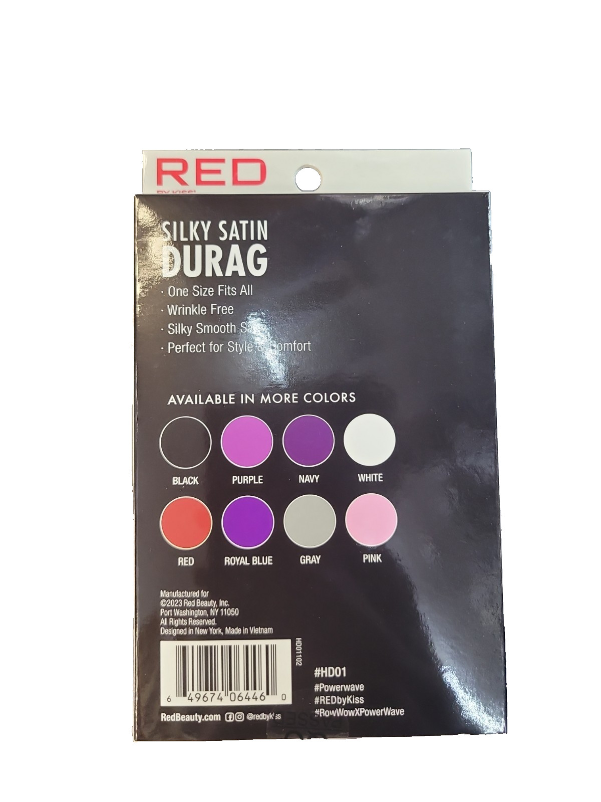 BL Kiss Red Durag Silky Satin Black HD01 One Size Fits All X 12 Pieces