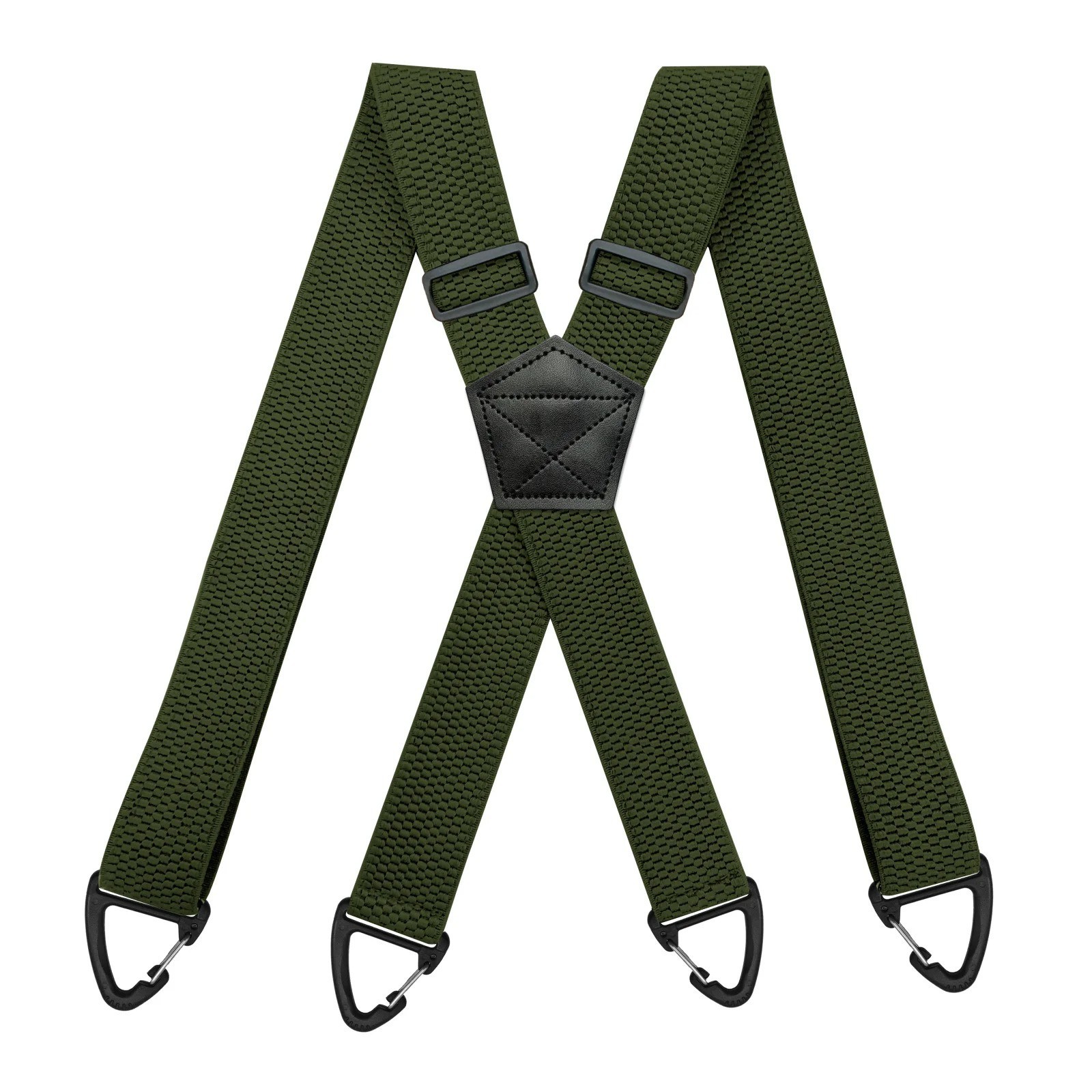 Heavy Duty Suspenders for Men Work Biker Outdoor 3.8cm Wide X-Back with 4 Snap H