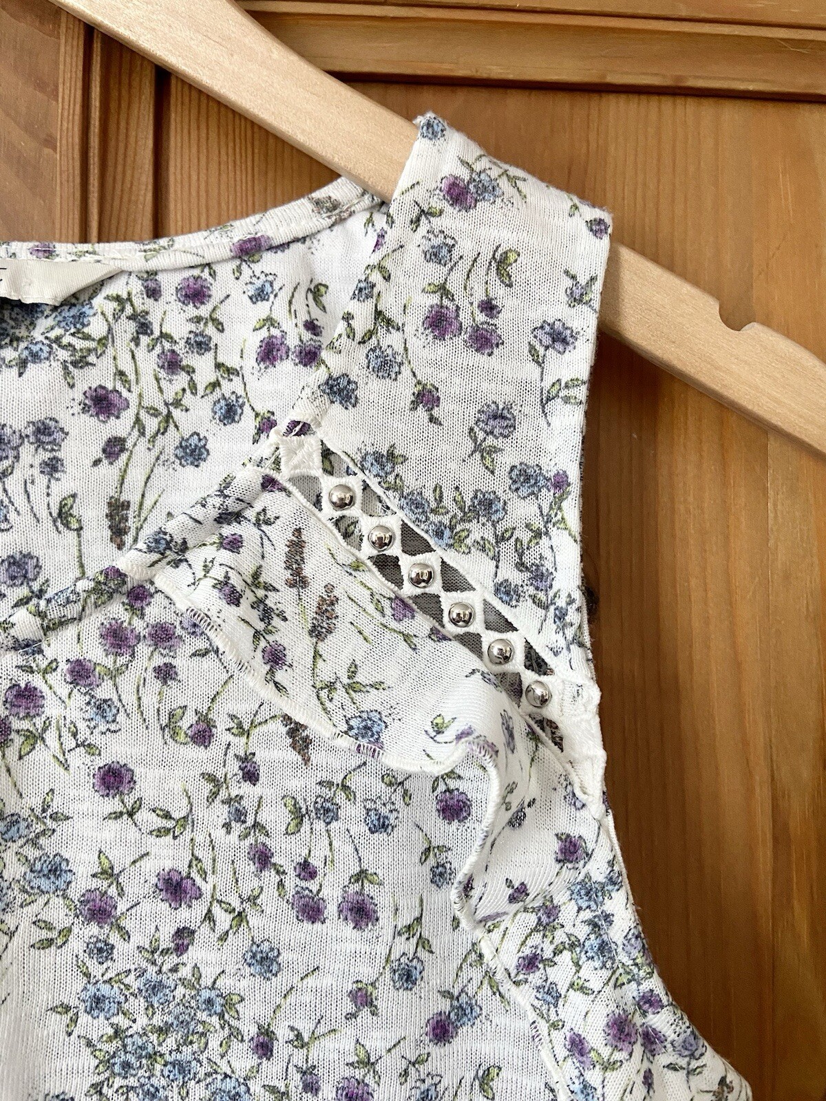 Next White Floral Vest Top | Longline Sleeveless Tunic | Cottagecore | Size 8