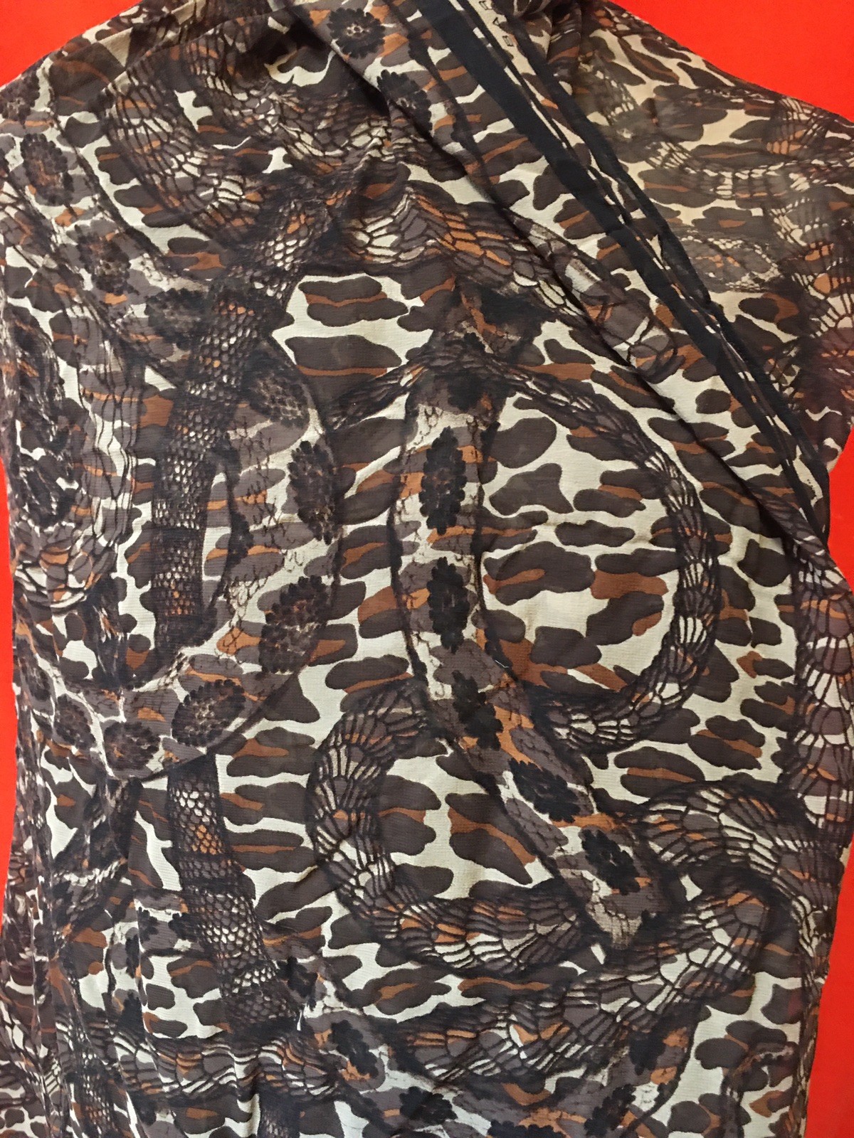 Barbara Bui silk oversized wrap scarf rectangle brow leopard and snake print