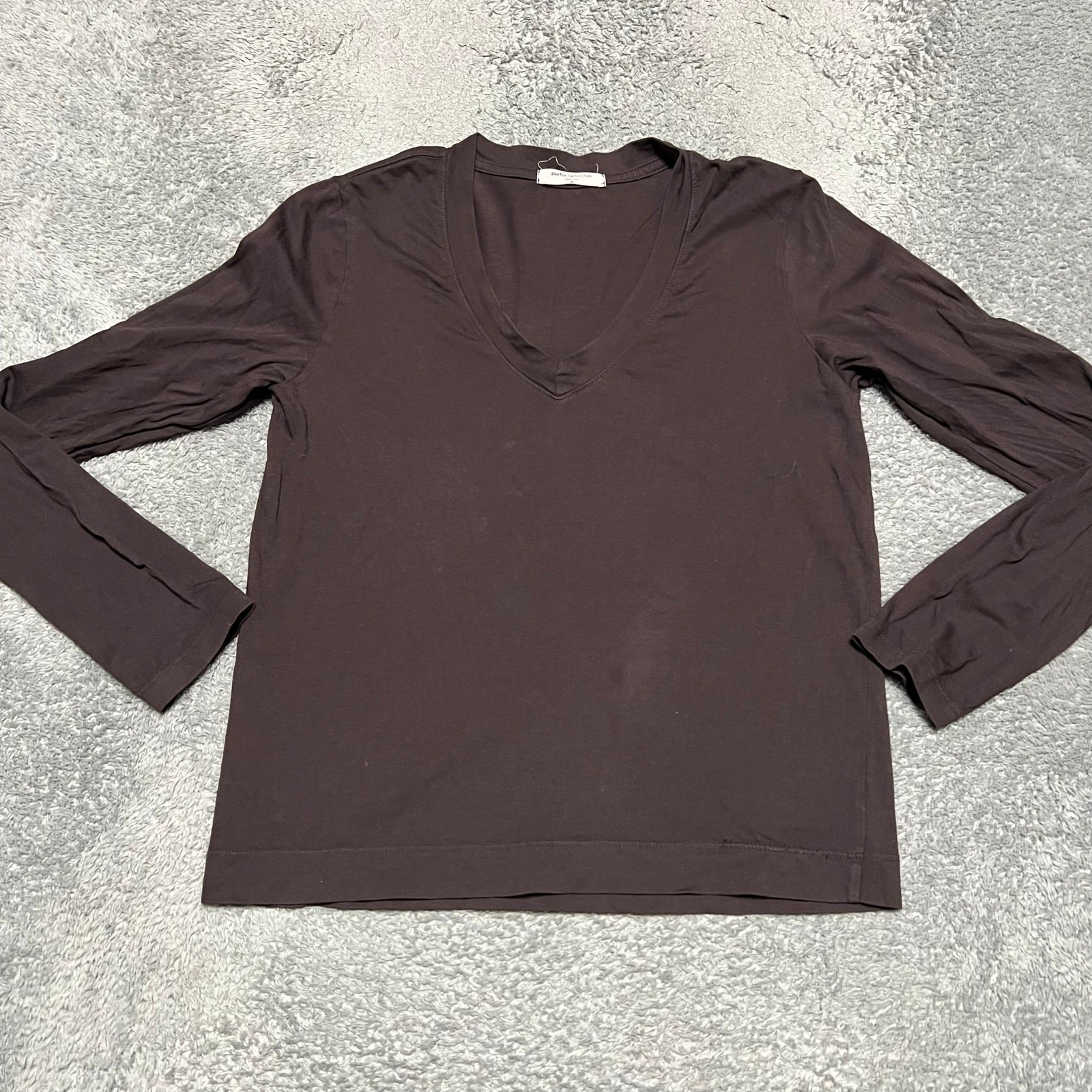 Perfectwhitetee Shirt Womens Medium Plum Putple Vneck Long Sleeve