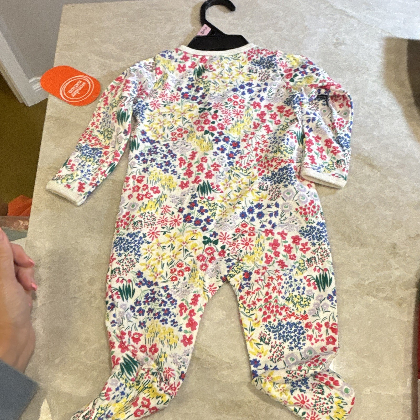 Wonder Nation 0-3M Multicolor Floral Organic Cotton Knit Zip Coverall One-Piece