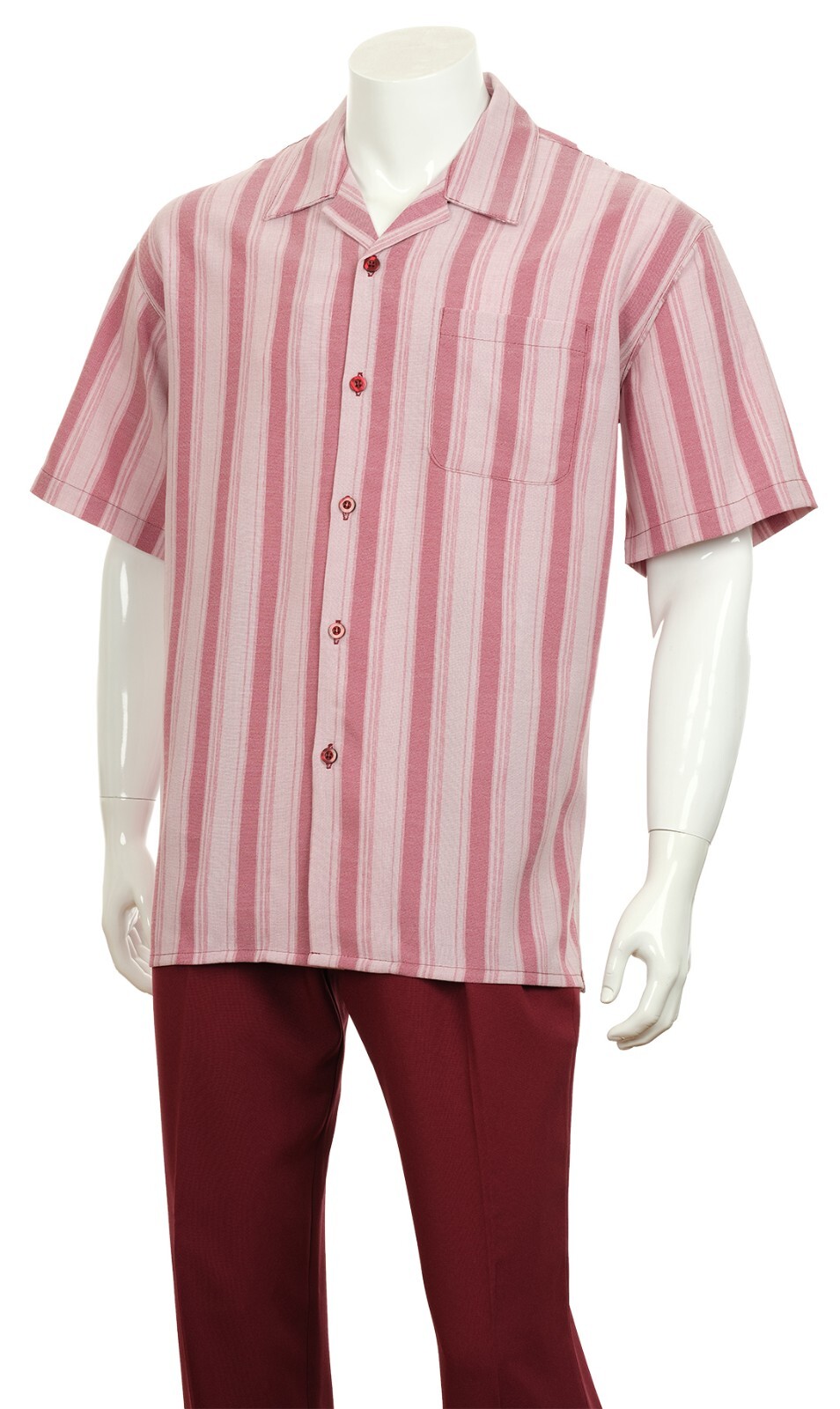Men’s Short Sleeve Walking Suits 2 Piece Set Strip Design By Fortino Landi M2974