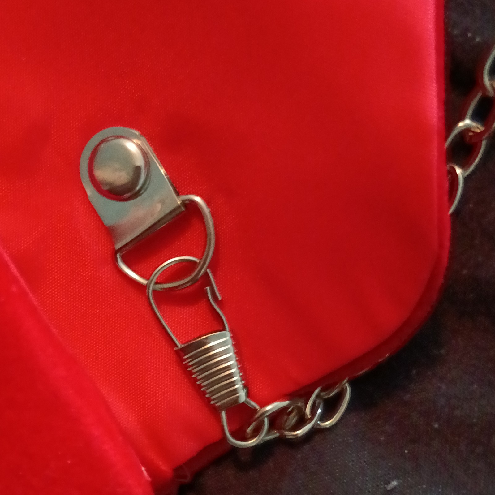 Red Envelope Clutch Purse Magnetic Closure Detachable Silver Chain Strap Lined