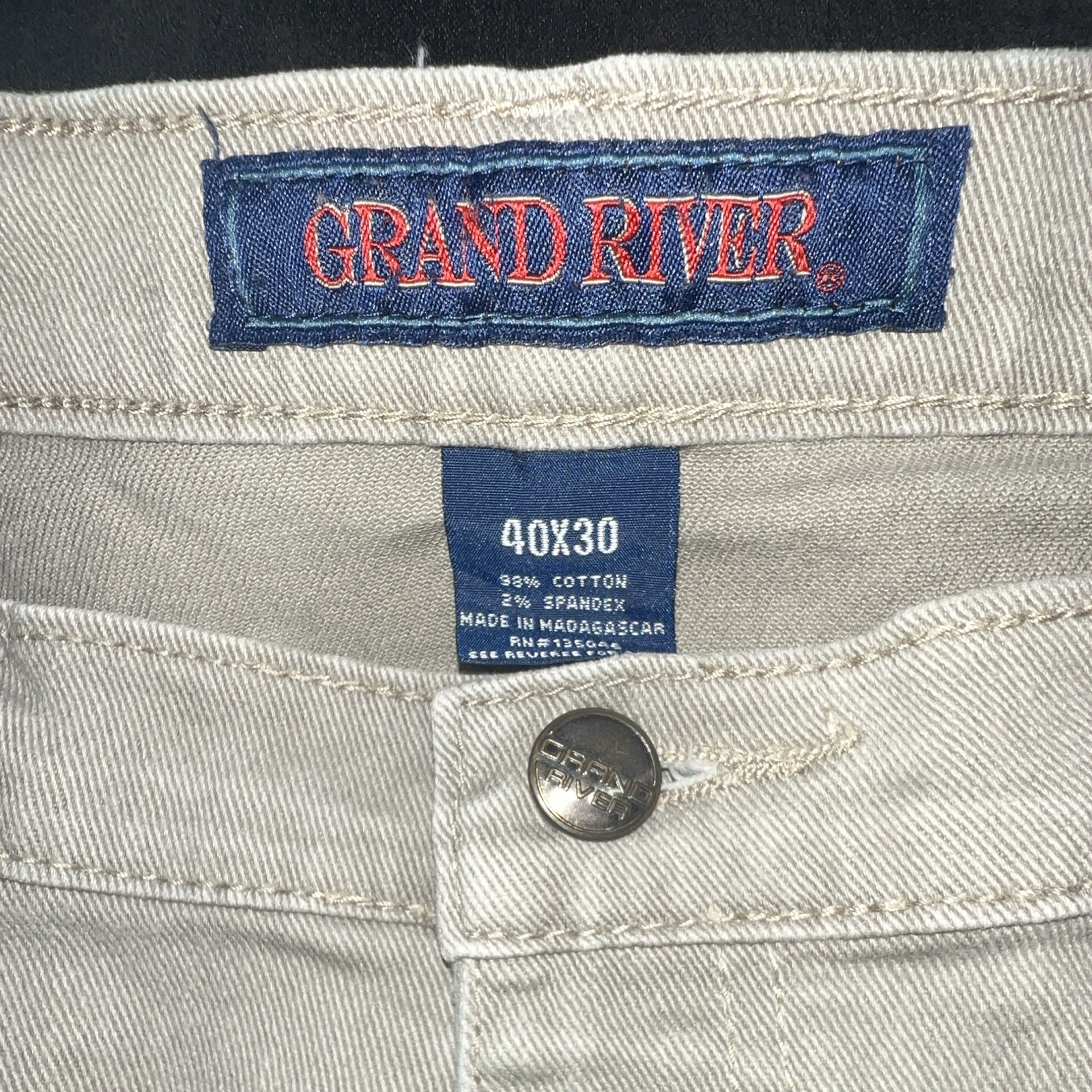 40×30 Vintage Grand river Khaki Pants, High Quality Leather Patch, Vintage Style